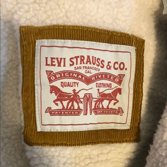Vintage Levi Strauss & Co. Corduroy Sherpa Trucker Jacket Zip & Snap Up Brown M - Picture 6 of 12